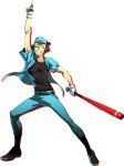  1boy baseball_bat baseball_cap belt gloves hat highres iori_junpei jewelry necklace official_art persona persona_3 persona_4:_the_ultimate_in_mayonaka_arena shadow_(persona) short_hair simple_background soejima_shigenori transparent_background 
