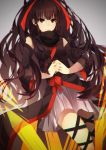  1girl azami_(kagerou_project) black_hair detached_sleeves japanese_clothes kagerou_project long_hair nanase09rr red_eyes ribbon scales very_long_hair 