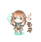  1girl bowtie brown_eyes brown_hair brown_skirt character_name chibi coat coppelion electricity light_brown_hair ozu_kanon pleated_skirt simple_background skirt solo suzuarashi translated white_background 