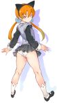  1girl alisa_southerncross animal_ears ass blush cat_ears from_behind hair_ornament highres keroro_gunsou long_hair looking_back mogg orange_hair panties red_eyes solo sweater_vest twintails underwear wrist_cuffs 