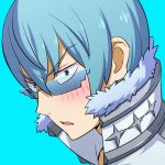  1boy blue_eyes blue_hair blush glasses inumuta_houka kill_la_kill solo tetsukuzu_tetsuko 