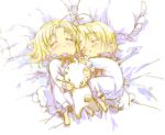  2boys america_(hetalia) axis_powers_hetalia baby blonde_hair canada_(hetalia) chemise highres lying multiple_boys sleeping tanutanupatty younger 