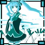  1girl aqua_eyes aqua_hair arm_warmers ataru_(7noise) crossed_arms detached_sleeves hatsune_miku looking_at_viewer necktie skirt sleeveless sleeveless_shirt smile solo twintails vocaloid 