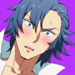  1boy blue_eyes blue_hair blush kill_la_kill mikisugi_aikurou solo tetsukuzu_tetsuko 