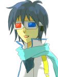  1boy 3d_glasses ataru_(7noise) blue_hair kaito male scarf solo vocaloid 