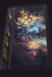  building clouds cloudy_sky highres multicolored_sky no_humans nodata open_window original rain scenery sky sunset tree window 