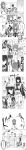  6+girls absurdres akashi_(kantai_collection) akatsuki_(kantai_collection) black_hair comic elbow_gloves gloves hat headgear hibiki_(kantai_collection) highres hokuto_no_ken kantai_collection long_hair long_image monochrome motor_vehicle motorcycle multiple_girls nagato_(kantai_collection) ninmu_musume personification pleated_skirt school_uniform serafuku shachiku skirt tall_image translated vehicle yukikaze_(kantai_collection) 
