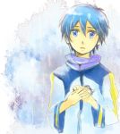  1boy ataru_(7noise) blue_eyes blue_hair digital_media_player headphones holding kaito looking_at_viewer male sad solo tears vocaloid 