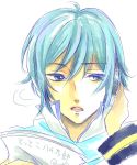  1boy ataru_(7noise) blue_eyes blue_hair expressionless headphones kaito male open_mouth solo vocaloid 