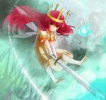  child_of_light_(game) crown gloves igniculus long_hair nukotama pink_hair princess_aurora smile sword weapon wings 