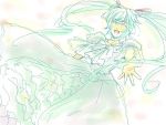  1girl ^_^ aku_no_musume_(vocaloid) aqua_eyes aqua_hair ataru_(7noise) closed_eyes dress hatsune_miku looking_at_viewer reaching smile solo vocaloid 