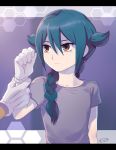  2boys baddap_sleed braid brown_eyes gloves green_hair inazuma_eleven inazuma_eleven_(series) letterboxed long_hair male mistorene_callus mizuhara_aki multiple_boys solo_focus white_gloves 