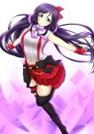  1girl blush breasts fingerless_gloves gloves green_eyes jam_(jam0601) long_hair looking_at_viewer love_live!_school_idol_project purple_hair smile solo thighhighs toujou_nozomi twintails 