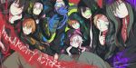  4girls 5boys amamiya_hibiya black_hair blonde_hair blue_eyes blue_hair brown_hair ene_(kagerou_project) green_hair hoodie kagerou_project kano_shuuya kido_tsubomi kisaragi_momo kisaragi_shintarou konoha_(kagerou_project) kozakura_mary long_hair multiple_boys multiple_girls negi_(ngng_9) paint_splatter red_eyes seto_kousuke short_hair white_hair 