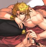  blonde_hair dio_brando highres joestar_birthmark jojo_no_kimyou_na_bouken nail_polish painting_nails red_eyes sin11111 