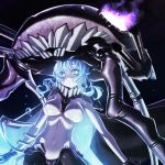  1girl blue_eyes bodysuit breasts bubble cape gloves glowing glowing_eyes kantai_collection long_hair pale_skin personification sakuya_tsuitachi shinkaisei-kan silver_hair solo wo-class_aircraft_carrier 