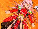  1girl bydo kombiler long_hair mecha_musume navel orange_eyes partially_submerged personification pink_hair r-type solo 