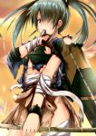  1girl bandages bow_(weapon) hair_over_one_eye hair_ribbon japanese_clothes kantai_collection long_hair muneate personification ribbon solo sun_hoshi torn_clothes twintails weapon zuikaku_(kantai_collection) 