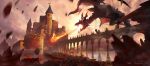  army castle dragon fire highres lost_elle original pixiv_fantasia pixiv_fantasia_fallen_kings scenery tagme 
