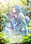  1girl angel blue_eyes bubble fish long_hair original rioka_(southern_blue_sky) silver_hair solo underwater wings 