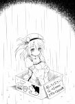  1girl akkijin empty_eyes for_adoption master_alchemist_(shinkai_no_valkyrie) monochrome rain shinkai_no_valkyrie solo translated 