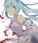  1girl aqua_eyes aqua_hair blood hatsune_miku long_hair marirero_a solo twintails vocaloid weapon 