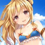  armlet bare_shoulders blonde_hair brown_eyes close-up looking_at_viewer lowres momoko_(momopoco) open_mouth smile 
