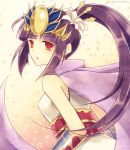  1girl bare_shoulders black_hair breasts chisa headdress long_hair payot ponytail puzzle_&amp;_dragons red_eyes solo very_long_hair yomi_(p&amp;d) 