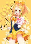  blonde_hair cure_honey flower happinesscharge_precure! happy heart long_hair magical_girl oomori_yuuko ponytail ribbon yellow_eyes 