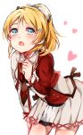  1girl ayase_eli bent_over blonde_hair blue_eyes blush hair_ornament kuromiwa-38 long_hair love_live!_school_idol_project open_mouth ponytail solo tagme 