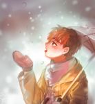  1boy blush emiya_shirou fate/stay_night fate_(series) mittens samel10 scarf snowing solo tongue tongue_out umbrella winter_clothes 