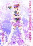  1boy blue_eyes blue_hair boots cosplay crossdressinging crossover cure_fortune cure_fortune_(cosplay) elbow_gloves gloves happinesscharge_precure! hat jojo_no_kimyou_na_bouken magical_girl parody precure shorts stand_(jojo) star_platinum t7senzo thigh-highs thigh_boots translation_request 