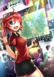  1girl akuko_(arc) blue_eyes gia goggles goggles_on_head league_of_legends one_eye_closed original polo_shirt redhead short_hair sona_buvelle square_enix wink 