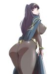  1girl ass black_hair fire_emblem fire_emblem:_kakusei long_hair looking_back natsumi_hajime simple_background solo tharja violet_eyes white_background 