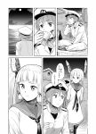  bangs blunt_bangs comic drinking female_admiral_(kantai_collection) full_moon kantai_collection long_hair monochrome moon murakumo_(kantai_collection) nathaniel_pennel night night_sky pantyhose school_uniform serafuku sky star_(sky) starry_sky translated 