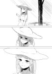  1girl alternate_costume casual comic dress gloves hair_ribbon hat kantai_collection long_hair murakumo_(kantai_collection) nathaniel_pennel personification ribbon silent_comic solo sun_hat sundress watch 