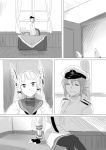  2girls bangs blunt_bangs comic female_admiral_(kantai_collection) kantai_collection long_hair monochrome multiple_girls murakumo_(kantai_collection) nathaniel_pennel school_uniform serafuku silent_comic smile 