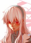  1girl character_name hairband kagerou_project kozakura_mary long_hair looking_at_viewer lowrain red_eyes solo white_hair 