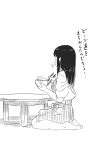  1girl akagi_(kantai_collection) chopsticks comic eating food japanese_clothes kantai_collection monochrome muneate nathaniel_pennel rice rice_bowl seiza sitting translated 