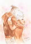  2011 2boys dated height_difference hug multiple_boys nezumi_(no.6) no.6 ponytail shion_(no.6) signature traditional_media watercolor_(medium) zoeyfly 