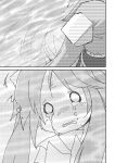  1girl aikura_(twilight_dusk) comic crying crying_with_eyes_open detached_sleeves hair_ribbon isuzu_(kantai_collection) kantai_collection long_hair monochrome personification ribbon school_uniform serafuku solo tears translated twintails 