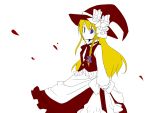  1girl azu_(azmzn) blonde_hair blue_eyes embellished_costume expressionless flat_color hat kirisame_marisa long_hair looking_at_viewer popped_collar shirt solo standing touhou vest witch_hat 