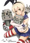  1girl :3 absurdres artist_name blonde_hair elbow_gloves gloves highres kantai_collection long_hair looking_at_viewer personification pleated_skirt rensouhou-chan shimakaze_(kantai_collection) skirt solo striped striped_legwear thigh-highs twitter_username underwear yuki_(sonma_1426) ||_|| 