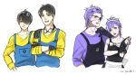  black_hair brown_eyes despicable_me eyepatch fangs gloves goggles goggles_on_head hair_over_one_eye maid minion_(despicable_me) overalls personification purple_hair purple_shirt rm-parfait violet_eyes yellow_shirt 