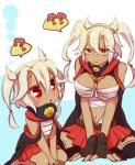  2girls ? blonde_hair breasts comic dark_skin dual_persona fingerless_gloves glasses gloves kantai_collection long_hair multiple_girls musashi_(kantai_collection) oroshisenbei personification red_eyes sarashi spoken_question_mark twintails younger 