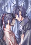  1boy 1girl couple hakuouki_shinsengumi_kitan height_difference japanese_clothes kimono ponytail saitou_hajime_(hakuouki) yoshiki_(0508) yukimura_chizuru 