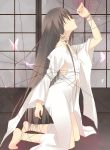  barefoot bell butterfly crossdressing fuuchouin_kazuki getbackers highres long_hair male papillon10 solo string tied_up trap very_long_hair 
