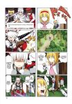  alice_margatroid animal_ears bunny_ears comic fujiwara_no_mokou hard_translated hat highres hong_meiling kamishirasawa_keine lunasa_prismriver lyrica_prismriver merlin_prismriver multiple_4koma pageratta rabbit_ears reisen_udongein_inaba shanghai shanghai_doll sword touhou translated weapon 