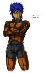  armored_core blue_hair body_suit male short_hair 