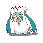  :d antennae chibi chibi_miku dog hamo_(dog) hatsune_miku minami_(colorful_palette) open_mouth pylori_kin_no_uta_(vocaloid) simple_background smile twintails vocaloid 